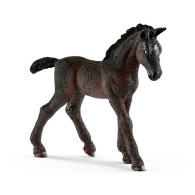 Figura de cavalo potro preto de plástico com detalhes castanhos