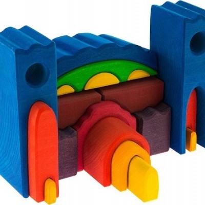 Conjunto de blocos de madeira coloridos para crianças