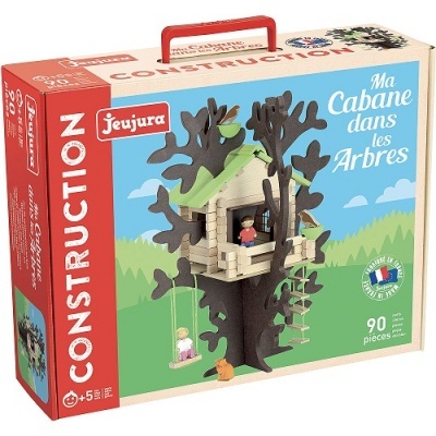 Caixa de construção de casa na árvore de madeira com 90 peças