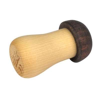 Carimbo manual de madeira com punho claro e base escura