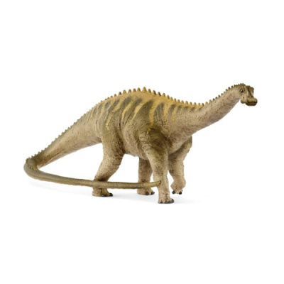 Figura plástica de dinossauro em tons bege e amarelo com textura rugosa
