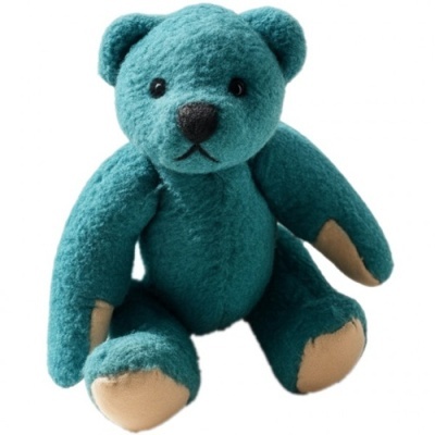 Urso de peluche azul turquesa com patas castanhas