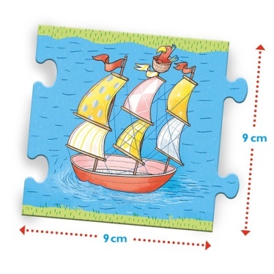 Peça de puzzle com ilustração de veleiro colorido na água