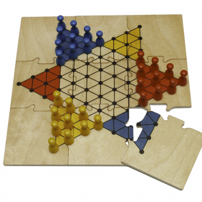 Quebra-cabeças de madeira de tabuleiro de jogo chinês com peças coloridas