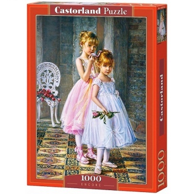 Caixa de puzzle Castorland com imagem de duas raparigas em vestidos coloridos