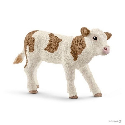Figura de vaca em plástico branco e castanho com textura realista