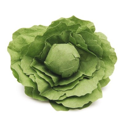 Flor decorativa verde em papel com pétalas e esfera central