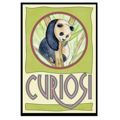 Cartaz decorativo com panda e texto CURIOSI.