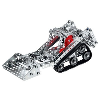 Modelo de brinquedo escavadora em metal com pá frontal perfurada