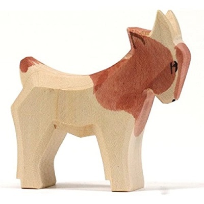 Estátua de madeira de cão pintada à mão