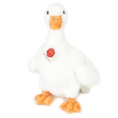 Pelúcia de pato branco com bico e pés laranja