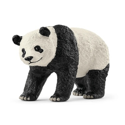 Figura detalhada de panda preto e branco andando