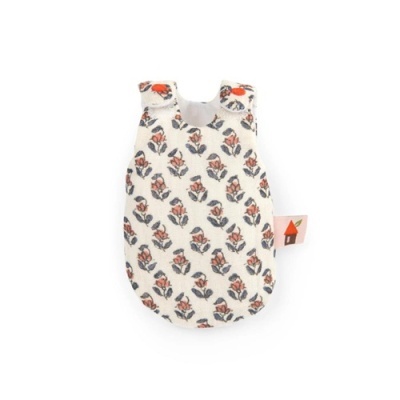 Saco de dormir para bebé com padrão floral em branco, laranja e azul