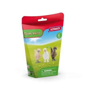 Pacote Farm World Schleich com 3 figuras de avestruzes em cores bege, branca e castanha