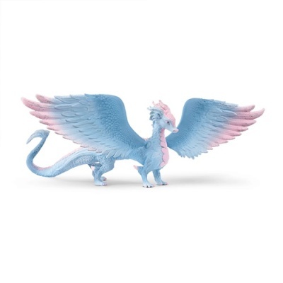 Figura de dragão azul claro com detalhes rosa e asas abertas