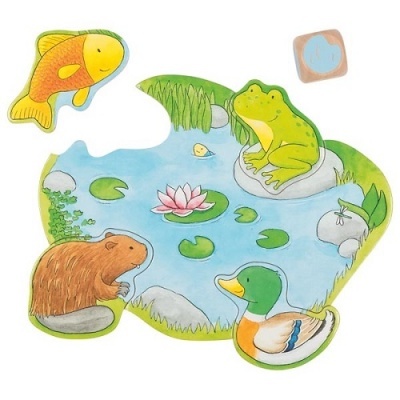 Puzzle infantil com animais do lago em madeira/cartonado