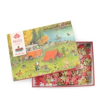 Quebra-cabeças de 500 peças com imagem de acampamento em floresta