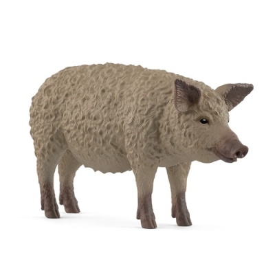 Figura de porco com pele encaracolada e cor bege