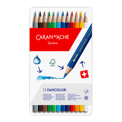 Estojo de lápis de cor Caran d'Ache Genève FANCOLOR com 12 cores