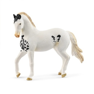 Figura de cavalo branco com manchas pretas e crina bege