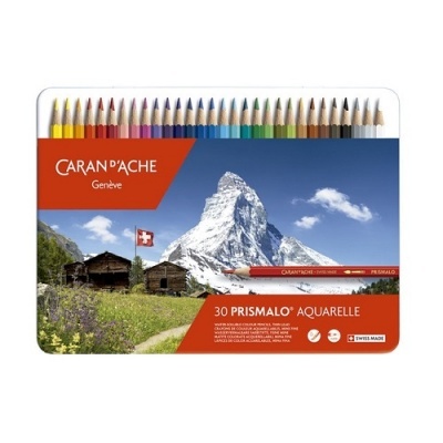 Estojo metálico de lápis de cor aquareláveis Caran d'Ache PRISMALO AQUARELLE com imagem de montanha
