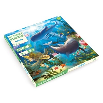Caixa de quebra-cabeças MY FAMILY PUZZLE OCEAN com ilustração de animais marinhos