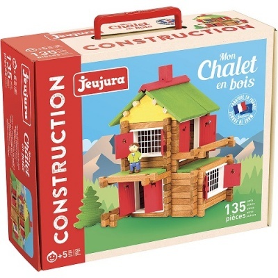 Caixa de construção Jeujura Mon Chalet en bois com 135 peças e figura humana