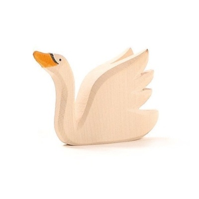 Figura decorativa de pato de madeira pintada