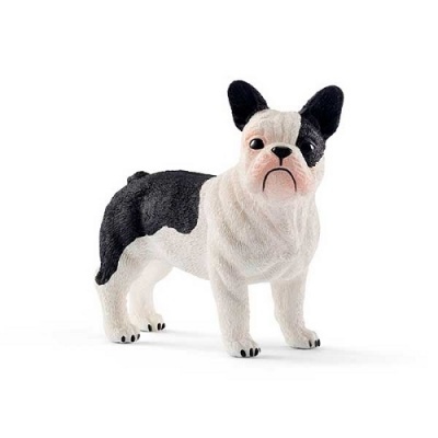 Figura decorativa de Bulldog Francês preta e branca