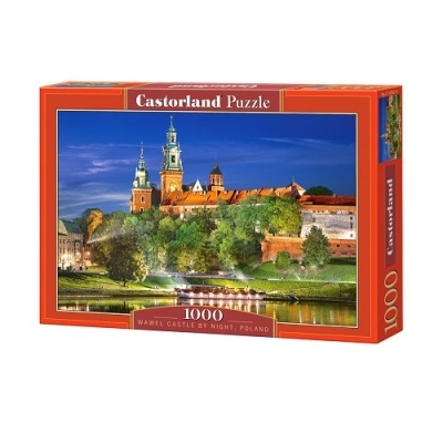 Caixa de quebra-cabeças Castorland com imagem do Castelo de Wawel à noite