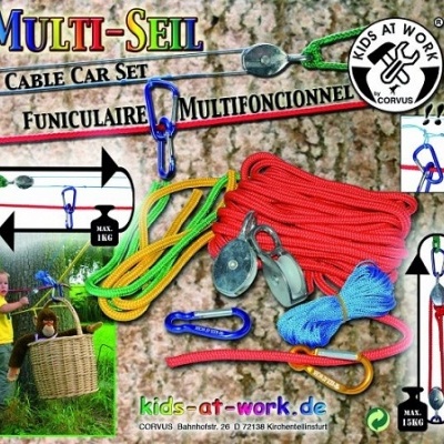 Conjunto multifuncional MULTI-SEIL com cordas coloridas e roldanas para transporte de objetos
