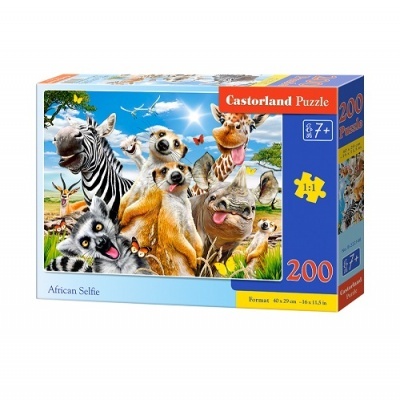 Caixa de puzzle Castorland com imagem de animais africanos e 200 peças