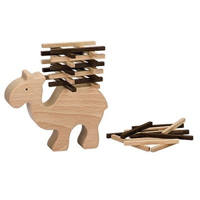 Brinquedo de madeira camelo com peças para empilhar