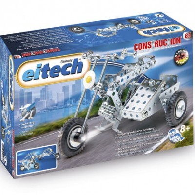 Caixa de brinquedo Eitech modelo veículo motorizado metalizado em fundo branco
