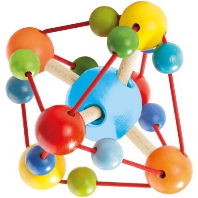 Brinquedo colorido de madeira com bolas e varas