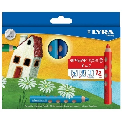 Caixa de lápis de cor LYRA Groove Triple 12 peças com desenho colorido