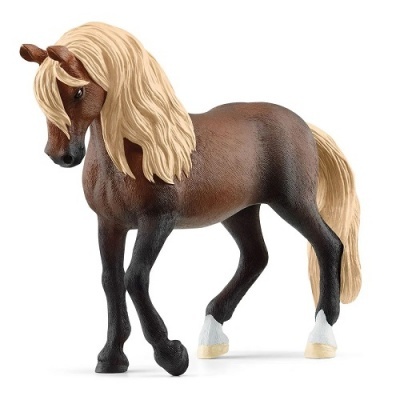 Figura de cavalo castanho com crina e cauda loira