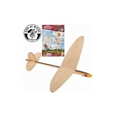 Avião de madeira leve com embalagem colorida