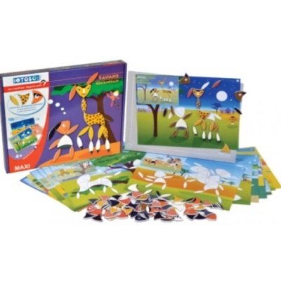 Jogo infantil de montagem Totolo com peças coloridas e base magnética.