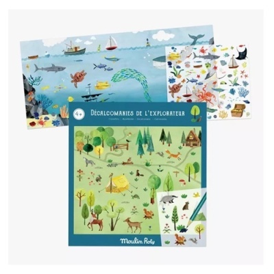 Conjunto de decalcomanias com temas de floresta e mar