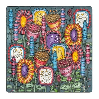 Quebra-cabeças com ilustração colorida de flores estilizadas