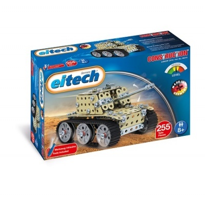 Jogo construção Eitech 255 peças caixa azul com tanque metálico