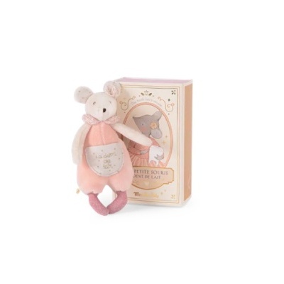 Brinquedo de peluche de rato cor-de-rosa com caixa decorativa
