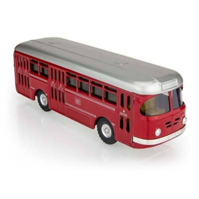 Modelo de autocarro vermelho metálico com tejadilho cinzento