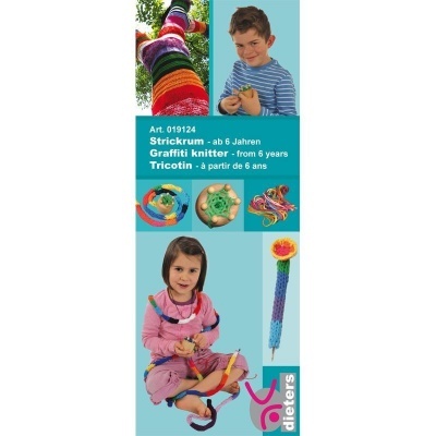 Kit de tricô para crianças com fios coloridos e texto multilíngue