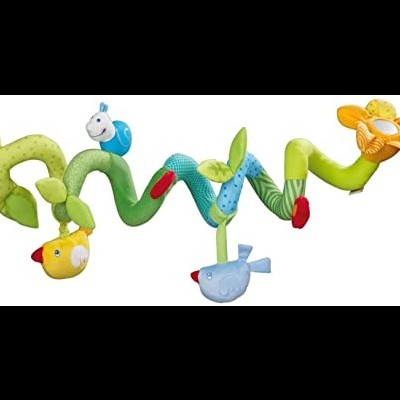 Brinquedo espiral de tecido colorido com vários animais para bebé