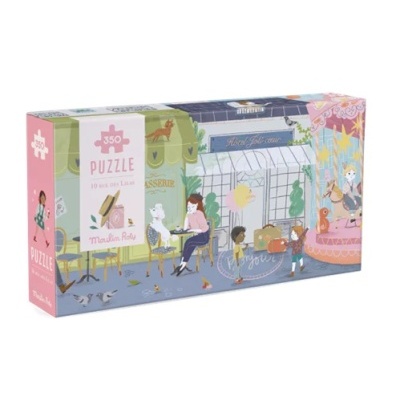 Caixa de puzzle 350 peças com ilustração colorida urbana