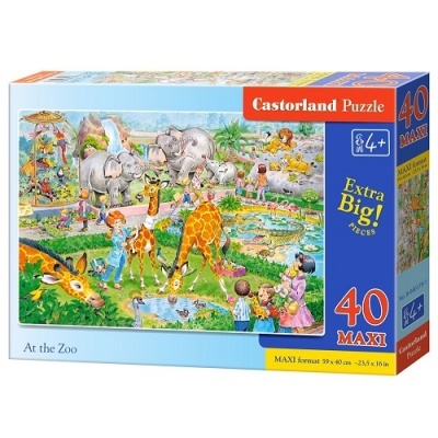 Caixa de quebra-cabeças Castorland Puzzle com imagem de zoológico colorido e texto Extra Big 40 MAXI