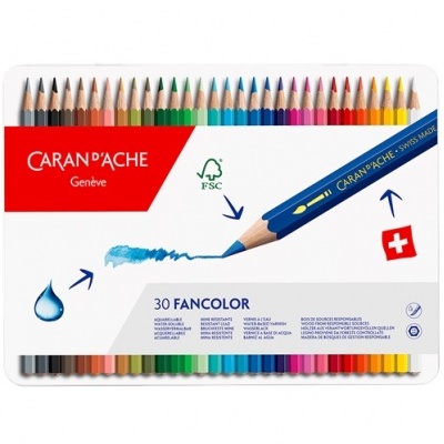 Estojo metálico com 30 lápis de cor CARAN D'ACHE FANCOLOR