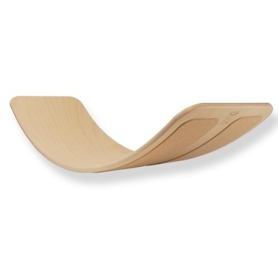 Suporte de madeira curvado com zona antiderrapante castanha